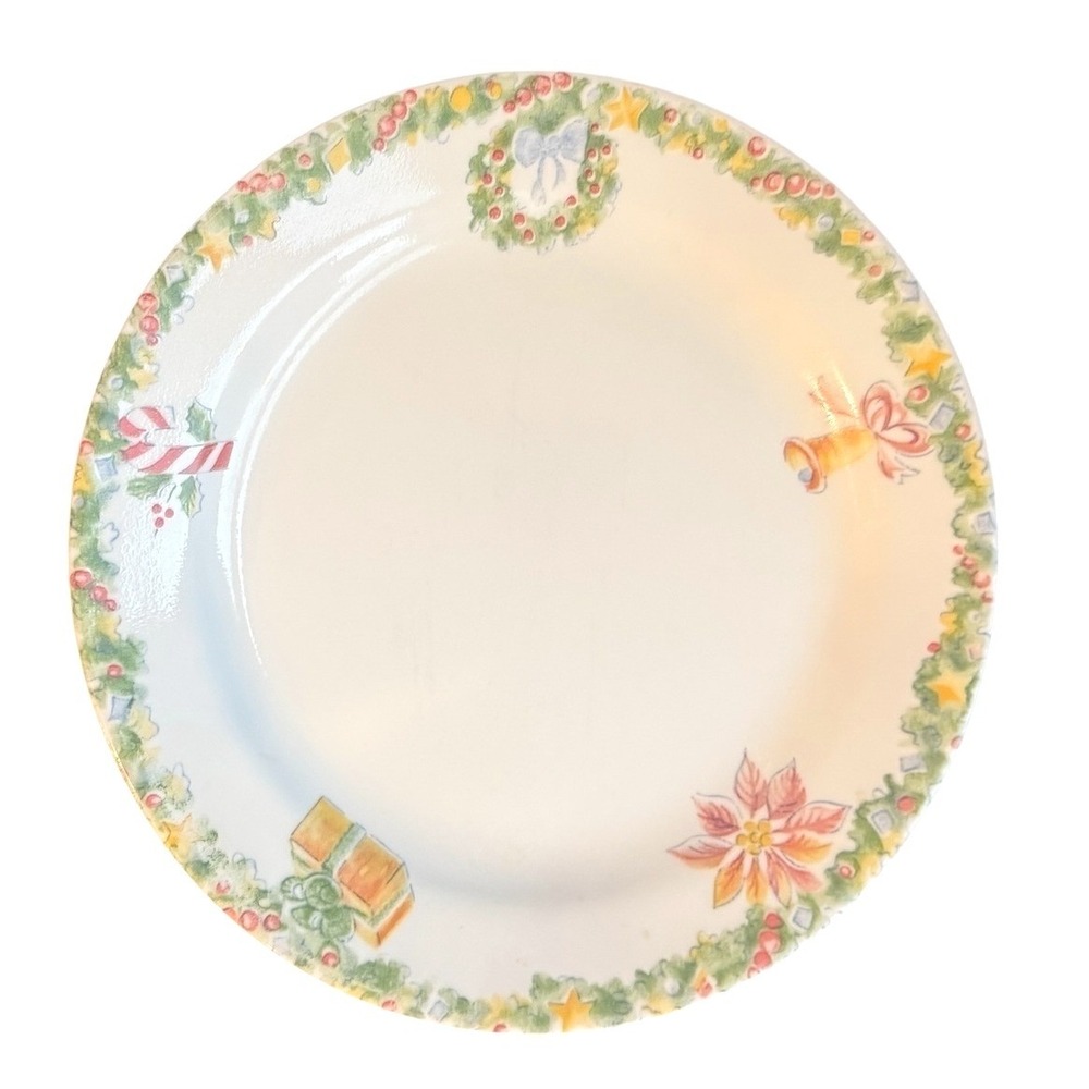 Corelle by Corning Christmas Joy 7.25 Inch Salad Plate White Vitrelle USA 90s